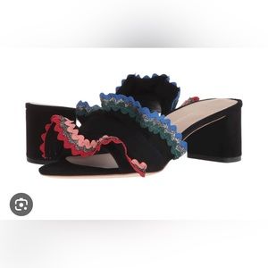 Loeffler Randall Vera Ruffle Sandals Mules Black